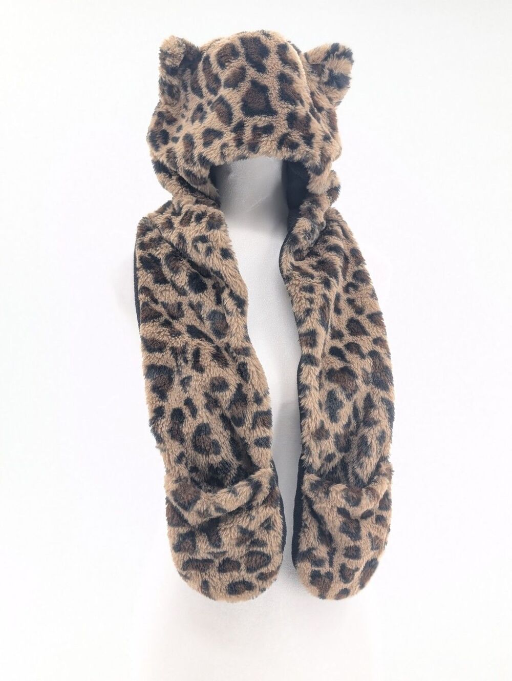 Leopard Hat Scarf With Hand Pocket Warmers Brown Ears Target Kids One Size
